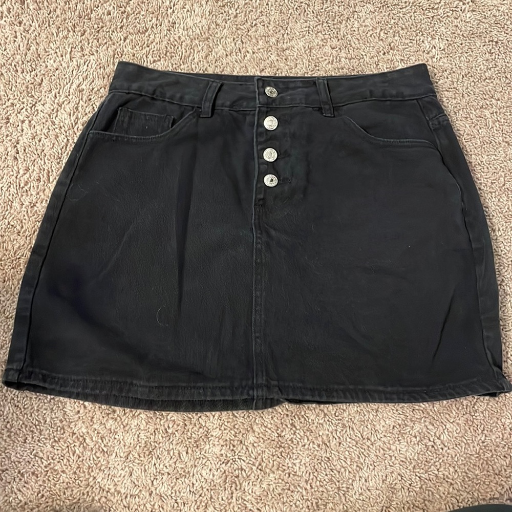 Black denim skirt